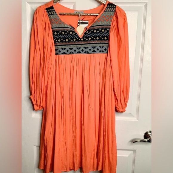 NWT Half Time Happy Hour Shift Dress In Orange - Picture 1 of 3